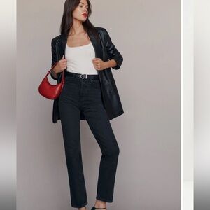 Reformation Cynthia High Rise Straight Jeans - Vana (black)